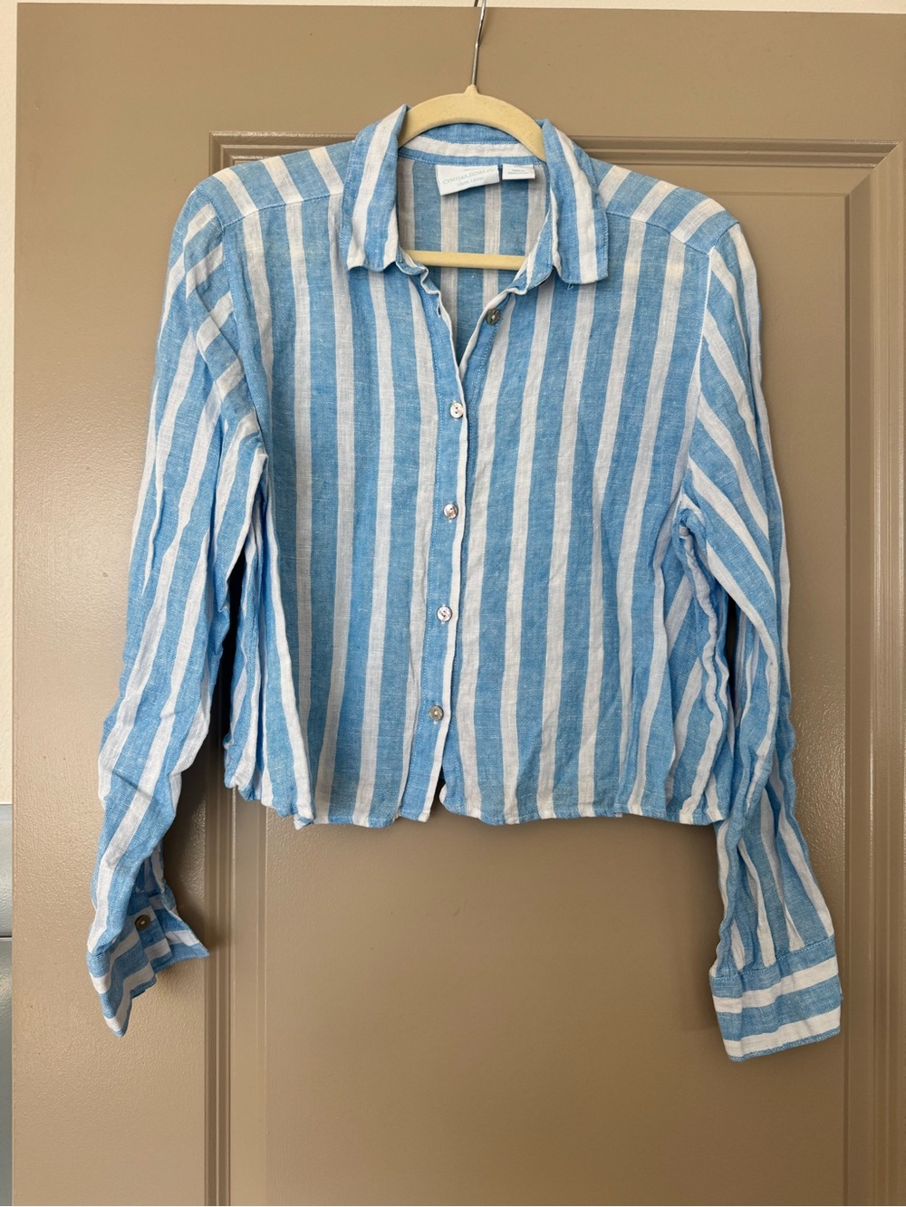 Cynthia Rowley Striped Blue and White Button-Front Women's Shirt